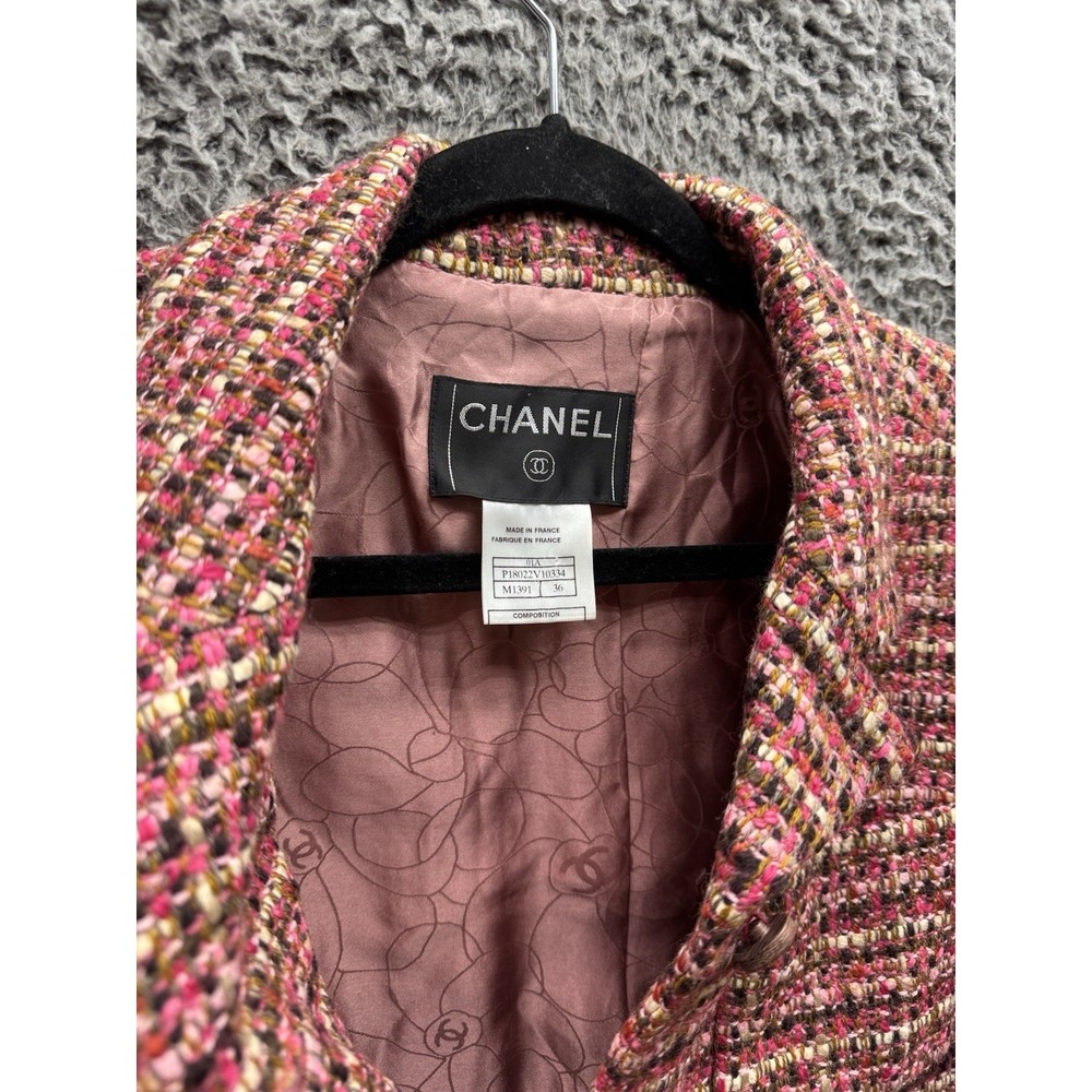 Vintage Chanel‎ 2001 Belted Tweed Midi Coat in Red & Black Size 36 01A - Picture 5 of 16